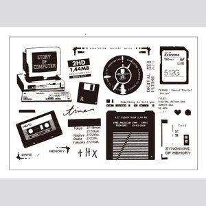 clear stamp set / clear stamps / computer floppy disc save memory card tape system s36