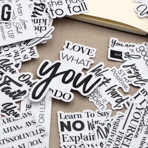 Pegatinas de caligrafía, letras motivacionales, citas, esloganes inspiradores, letras de pincel, pegatinas de palabras con citas, pegatinas ML05
