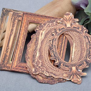Vintage Holz geschnitzte Rahmenkarte | 30 Stück/Packung Vintage Metall Fotorahmen Bordüre gestanzte Junk Journal Papier BE-1