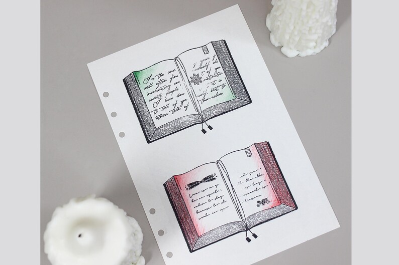 Clear Stamp Set / Clear Stamps / Book Reading Words Paragraph Collage ...