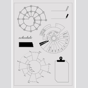 Clear Stamp Set / Clear Stamps / Tijd Cirkeldiagram tijd Tijdbeheer Functionele planning | Tracker bullet journal dagelijks thema m04 s37