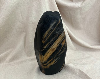 Slender Natural Black Han River Stone Vase ,3KG Vase，Abstract stone vase art