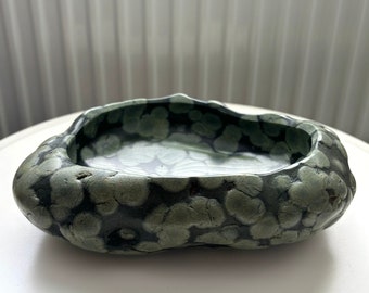 Unique Green Stone Bowl, Limited Artisan Stone Tray ,Bathroom Decor,Jewelry Tray，Decorative Tray，Raw Stone