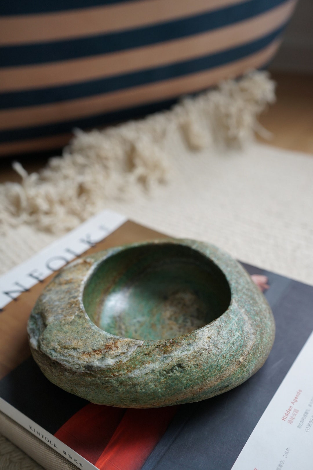 Green Natural Stone1.5kg Decorative Stone Bowl Stone Etsy