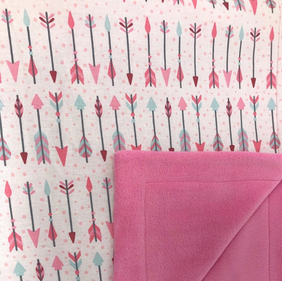 CLEARANCE SALE Pink Arrows Baby Blanket Woodland Nursery Girl