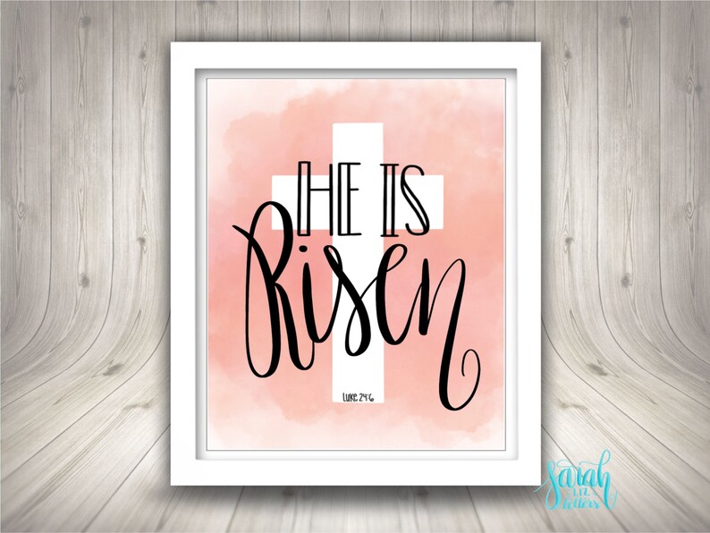 He is Risen Easter Decor Christian Printable Cross Wall - Etsy