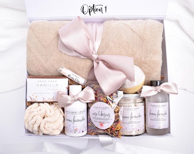 Spa Gift Basket, Gift Baskets Women, Birthday Gifts Her, Large Bath Gift Set, Organic Spa Gift Box, Self Care Gift Box, Soa And Relaxation