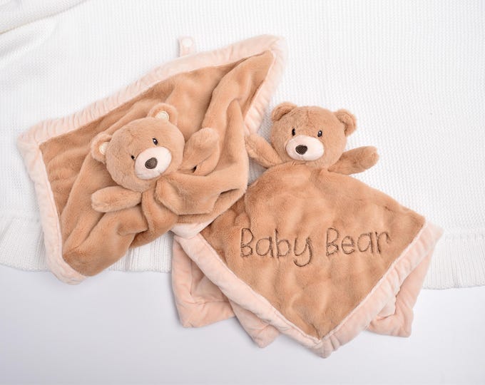 Personalized Lovey, Embroidered Lovey, Security Blanket, Custom Name Lovey, Baby Bear Lovey, Newborn Baby Boy, Baby Girl Gift