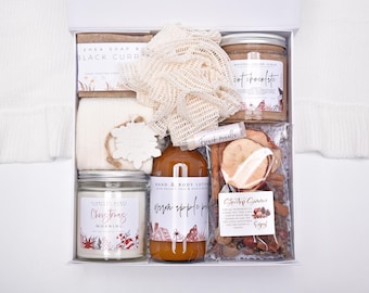 Christmas Gift Box For Women, Holiday Gift Box, Organic Self Care Spa Gift Box, Winter Gift Basket, Spa Gift Set For Her, Care Package