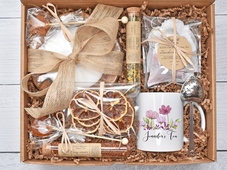 Tea Gift Basket Thinking of You Organic Tea Gift Set Dough Etsy