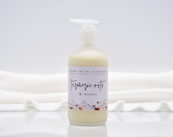 Turmeric Honey Cream Cleanser, Coconut Milk Cleanser, Organic Cleanser, Dry Sensitive Skin, Natural Face Wash,  Acne Prone Skin, Oily Skin