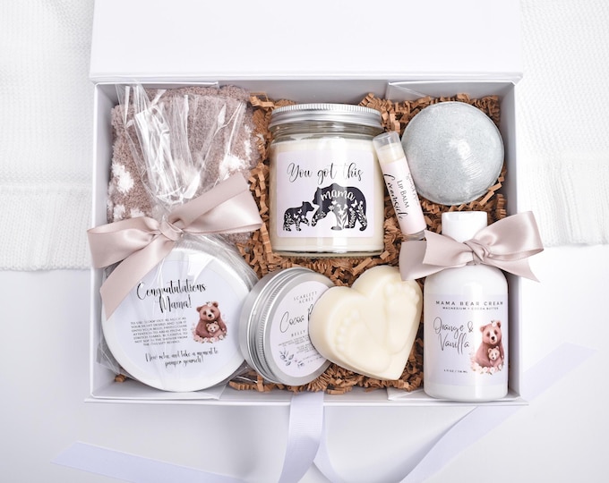 Mama Bear Gift Set, Pregnancy Gift Box, Third Trimester Gift, 3rd Trimester Gifts, Postpartum Gift Box, Expecting Mother, New Mom Gift Box