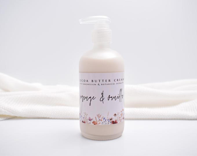Orange Vanilla Cocoa Butter Magnesium Cream, Stretch Mark Lotion, Stretch Mark Cream, Magnesium Lotion, Mango Butter, Organic Belly Cream