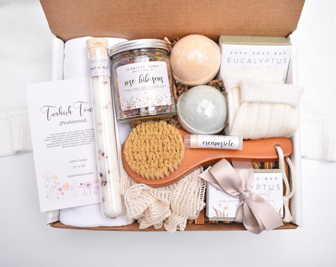 Spa Gift Basket, Self Care Gift Box, Comfort Care Package For Her, Organic Spa Gift Box, Large Bath Gift Set, Gift Baskets Women