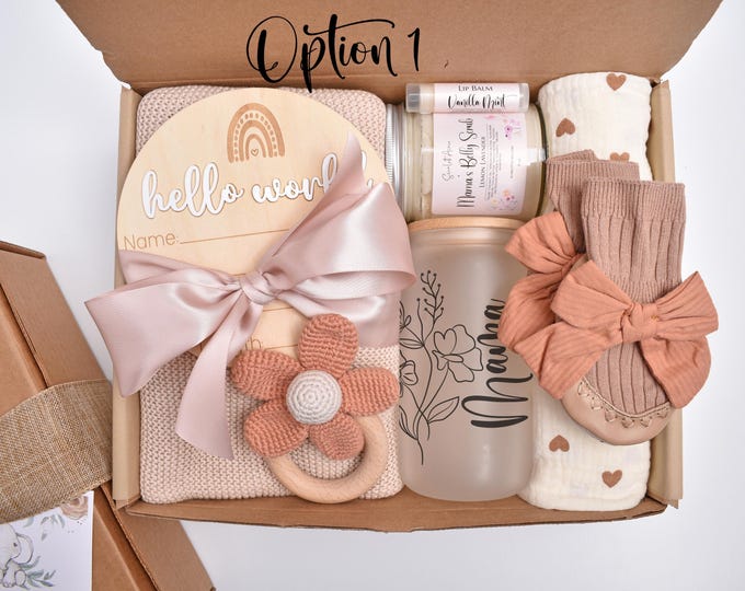 New Mom & Baby Gift Box, Newborn Baby Girl Gift Set, Baby Boy Gift Basket, New Mom Gift Basket, New Mom Care Package, Baby Shower Gift Box
