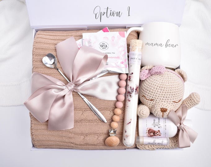 Mom And Baby Gift Basket, Pregnancy Gift Box, Mama Bear Gift Set, Expecting Mother, New Mom Care Package, First Time Mommy, Mom To Be
