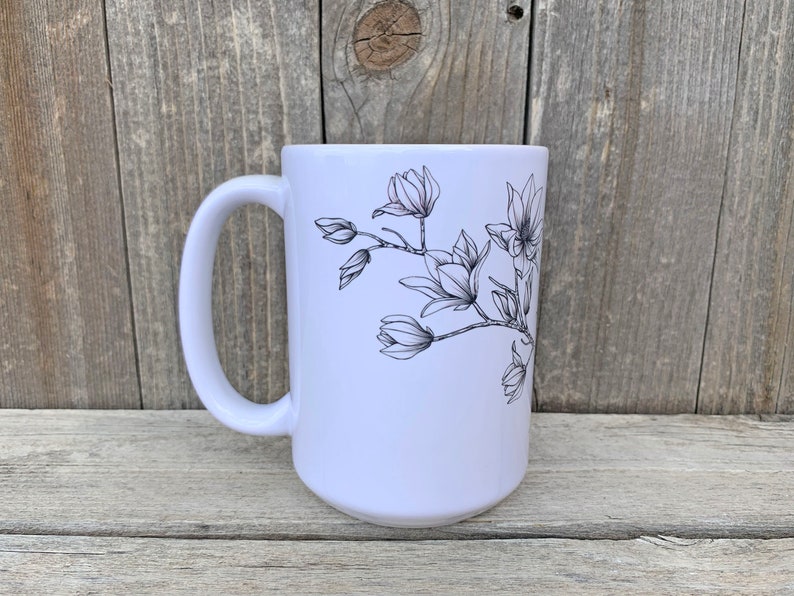 Magnolia Flower Mug, Personalized mugs, Personalized Coffee Mug, Custom Mugs, Personalized Tea Mug, Custom Coffee Mug, Custom Tea Mug image 5