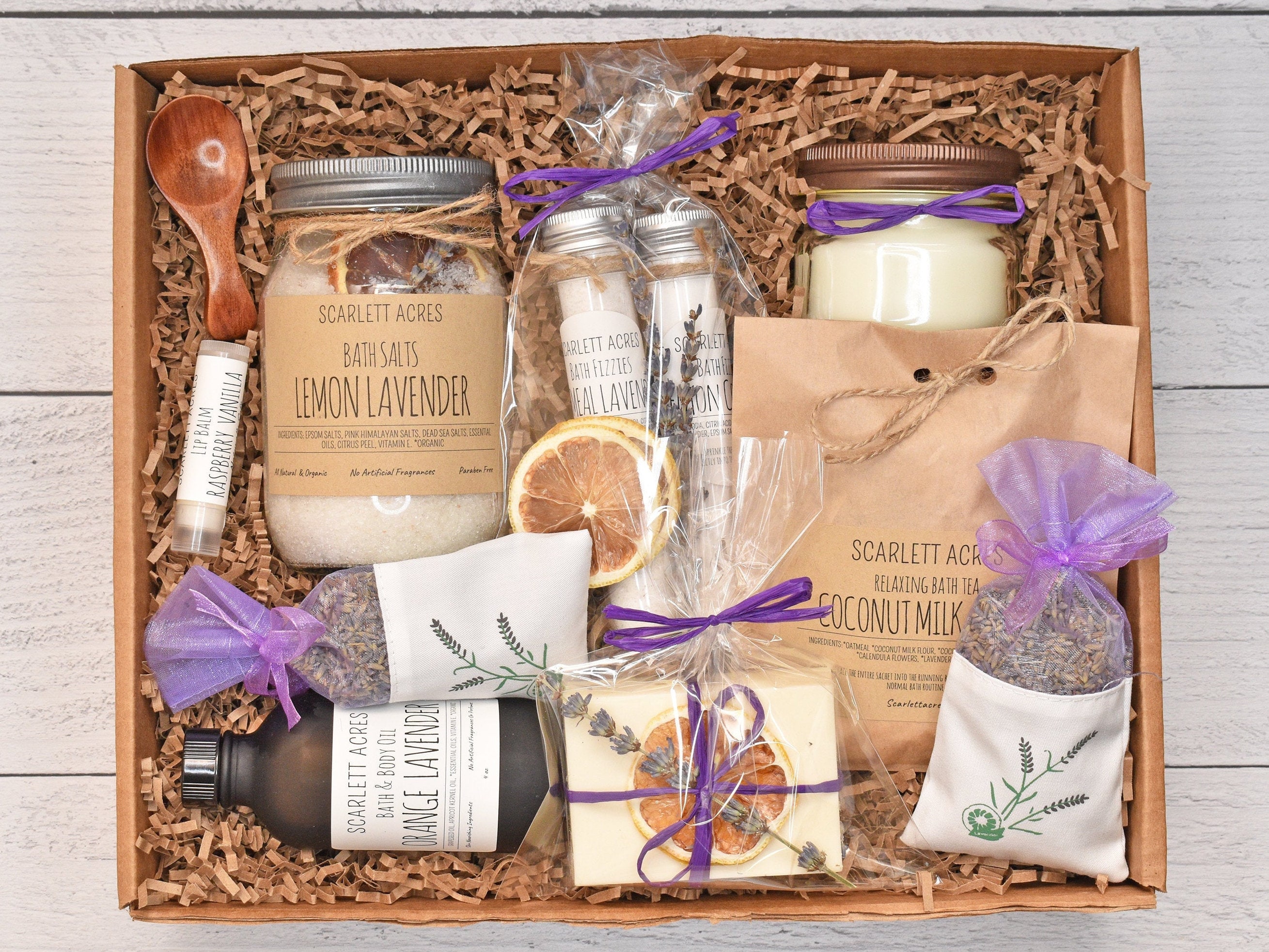 Lavender Spa Gift Box Gift Baskets For Women Relaxation Gift Etsy