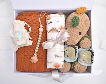 Newborn Baby Boy Gift Box, Dinosaur Gift Set, Baby Gift Basket, Baby Shower Gift Box, New Parents, Mom And Baby Gift, Gender Neutral