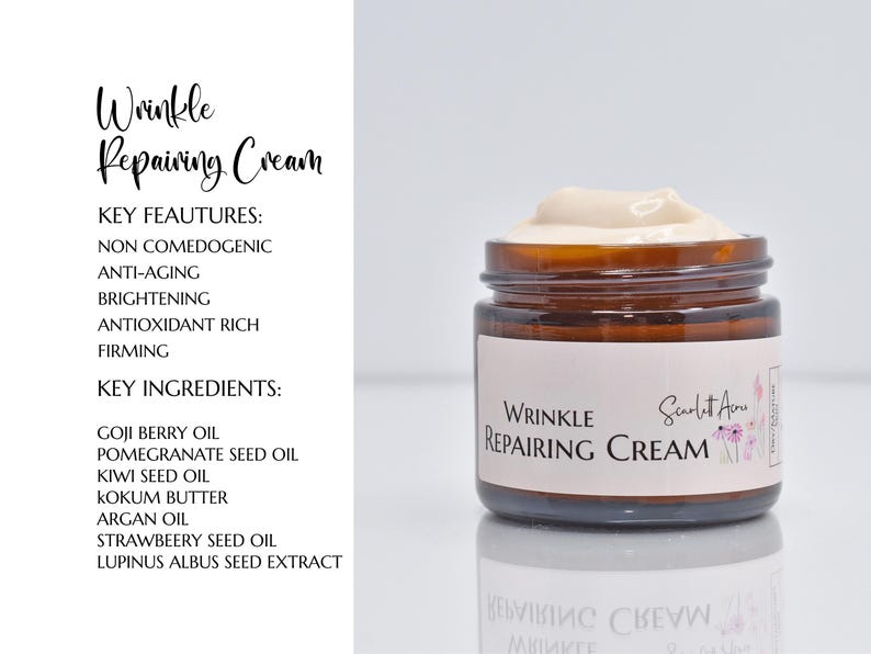 Vitamin C Wrinkle Cream, Anti-Aging Collagen Cream, Under Eye Cream, Organic Face Lotion, Night Repairing Cream, Dry Sensitive Skin image 1