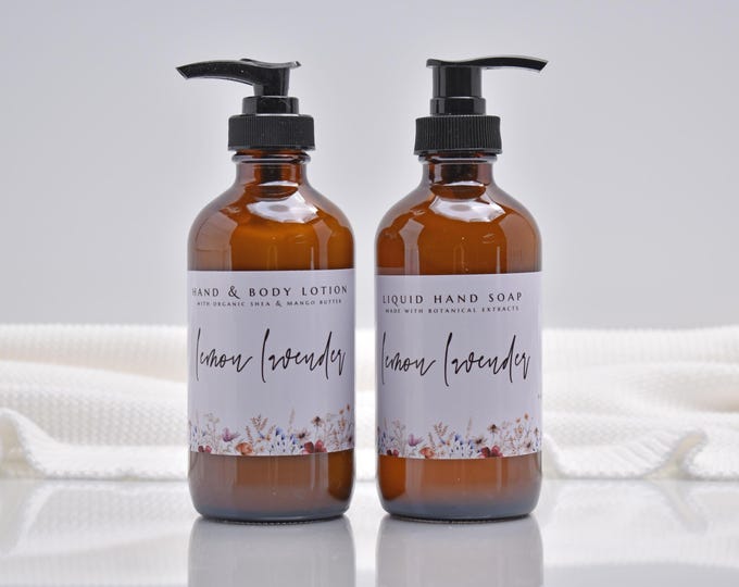 Hand Soap & Lotion Set, Organic Lotion, Liquid Hand Soap, Dry Sensitive Skin, Shea Butter Lotion, Moisturizing Soap, Handmade Soap