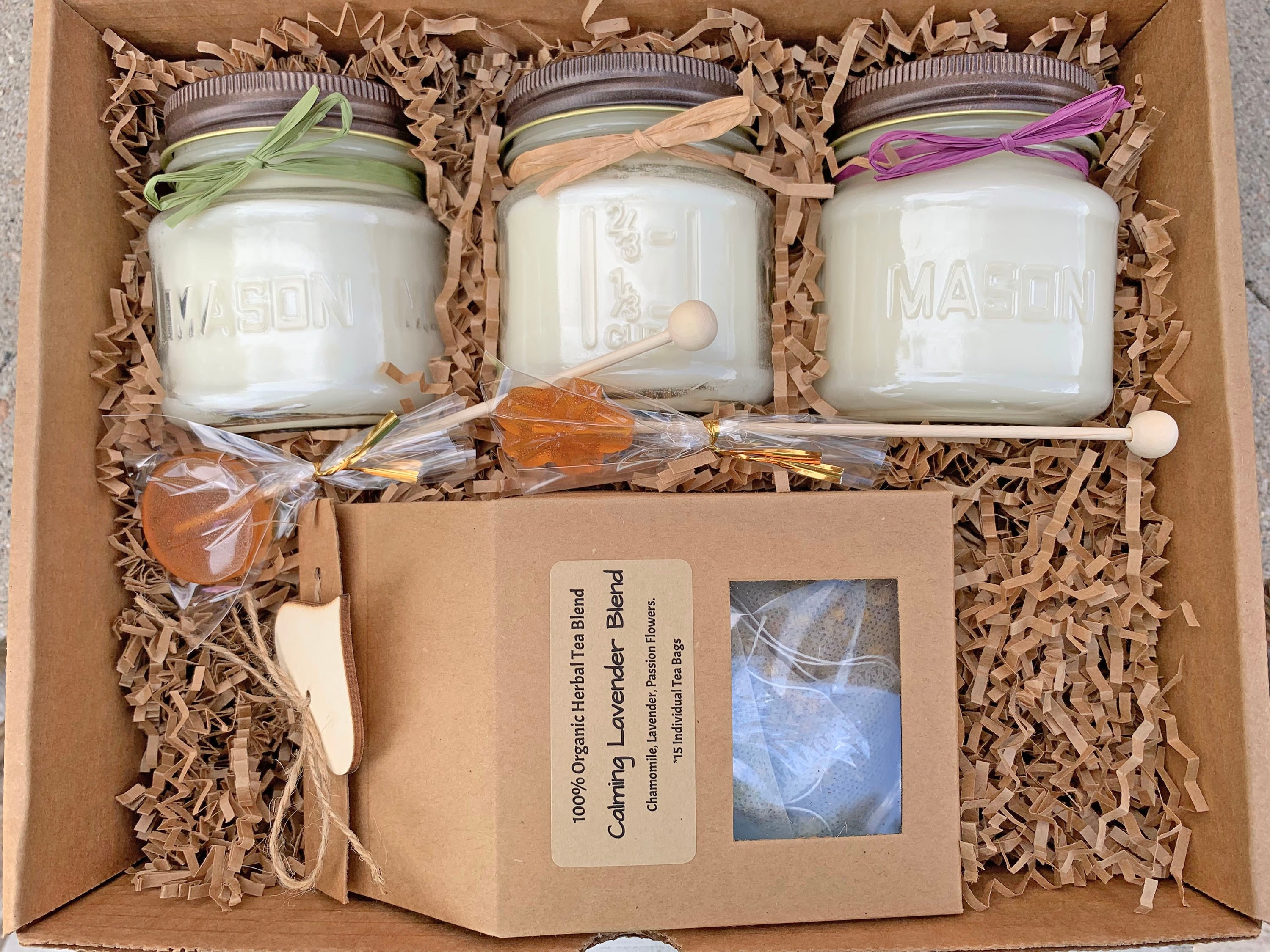 Tea And Candle Gift Set, Healing Gift Basket, Cancer Care Package, Gift