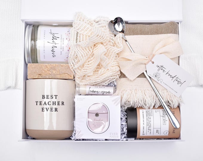 Teacher Appreciation Gift, Thank You Gift Box, Gift Basket, Gift Box For Women, Tea & Mug Gift Set, Unique Gifts, Candle