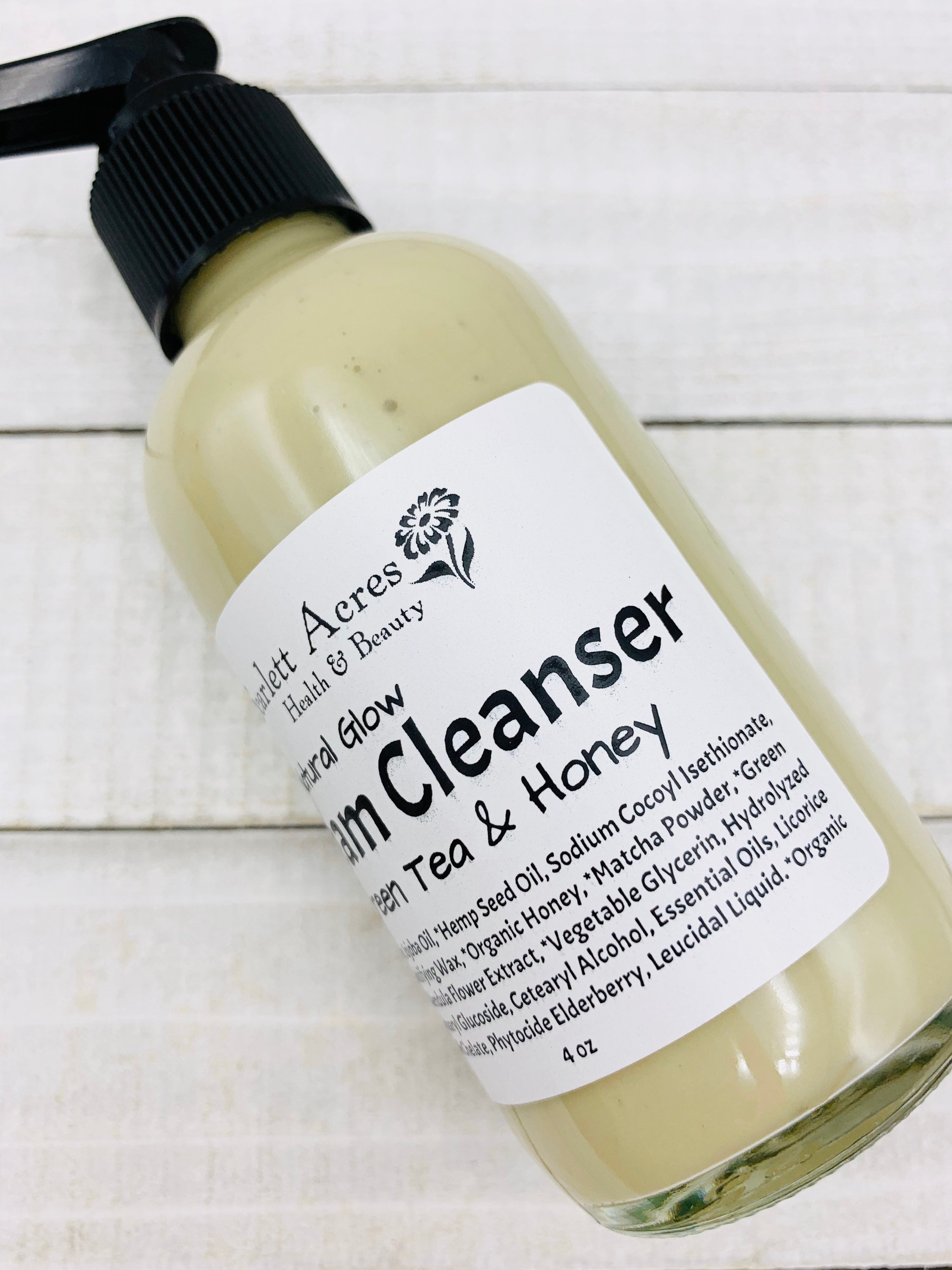 Green Tea Cream Cleanser, Honey Face Wash, Dry Skin Cleanser, Hemp Oil