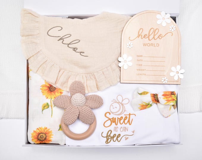 Personalized Newborn Baby Girl Gift Basket, New Baby Gift Box, Congratulations Mama, Baby Shower Gift Box, Swaddle Blanket, Sweet As Can Be