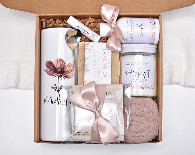 Midwife Gift Basket, Midwife Appreciation, Thank You Gift Box, Tea And Mug Gift Set, Comfort Care Package, Personalized Gifts