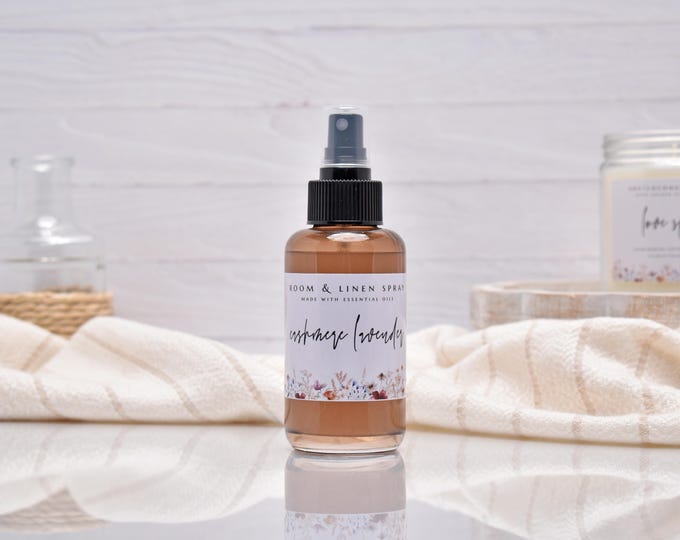 Cashmere Lavender Linen and Room Spray With Essential Oils, Calming Vanilla & Sandalwood Spritz,  Air Freshener