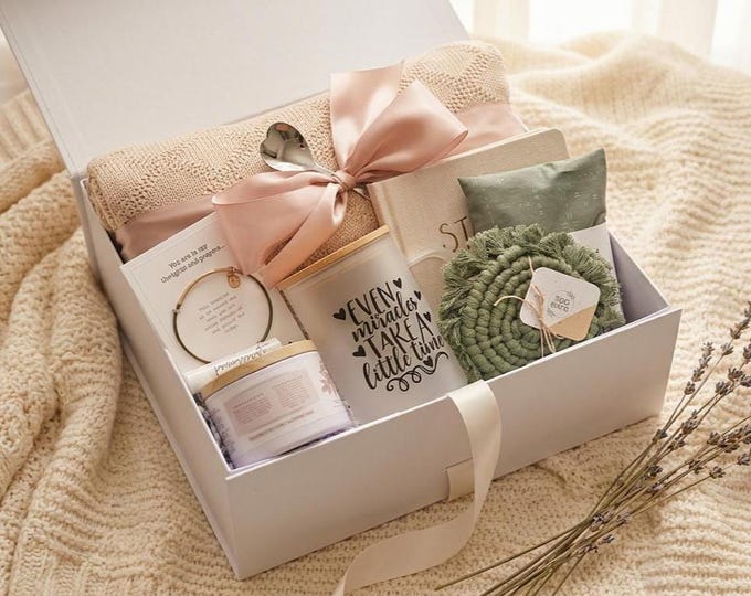 Large Fertility Gift Box, IVF Gift Basket, Infertility Care Package, IUI Transfer Day, Fertility Journey With Bracelet & Journal