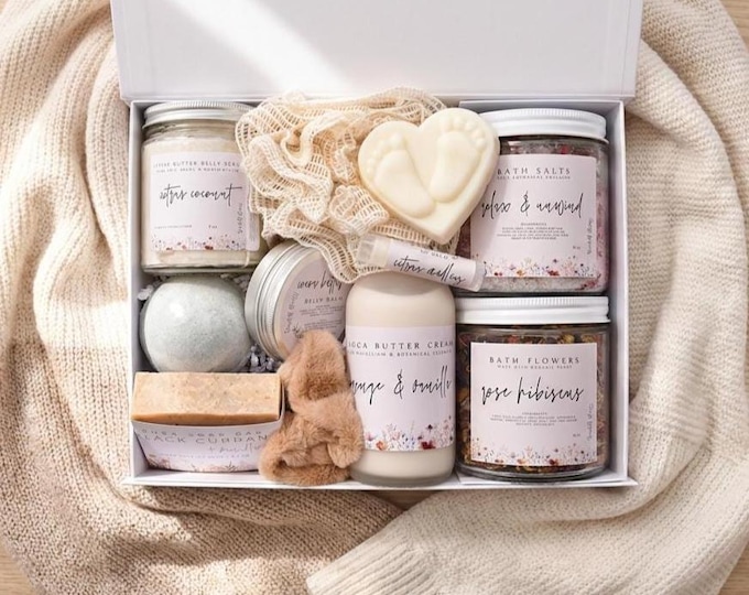 Organic Pregnancy Spa Gift Box, First Time Mom To Be Gift Basket, Expecting Mother, New Mom Postpartum Care Package