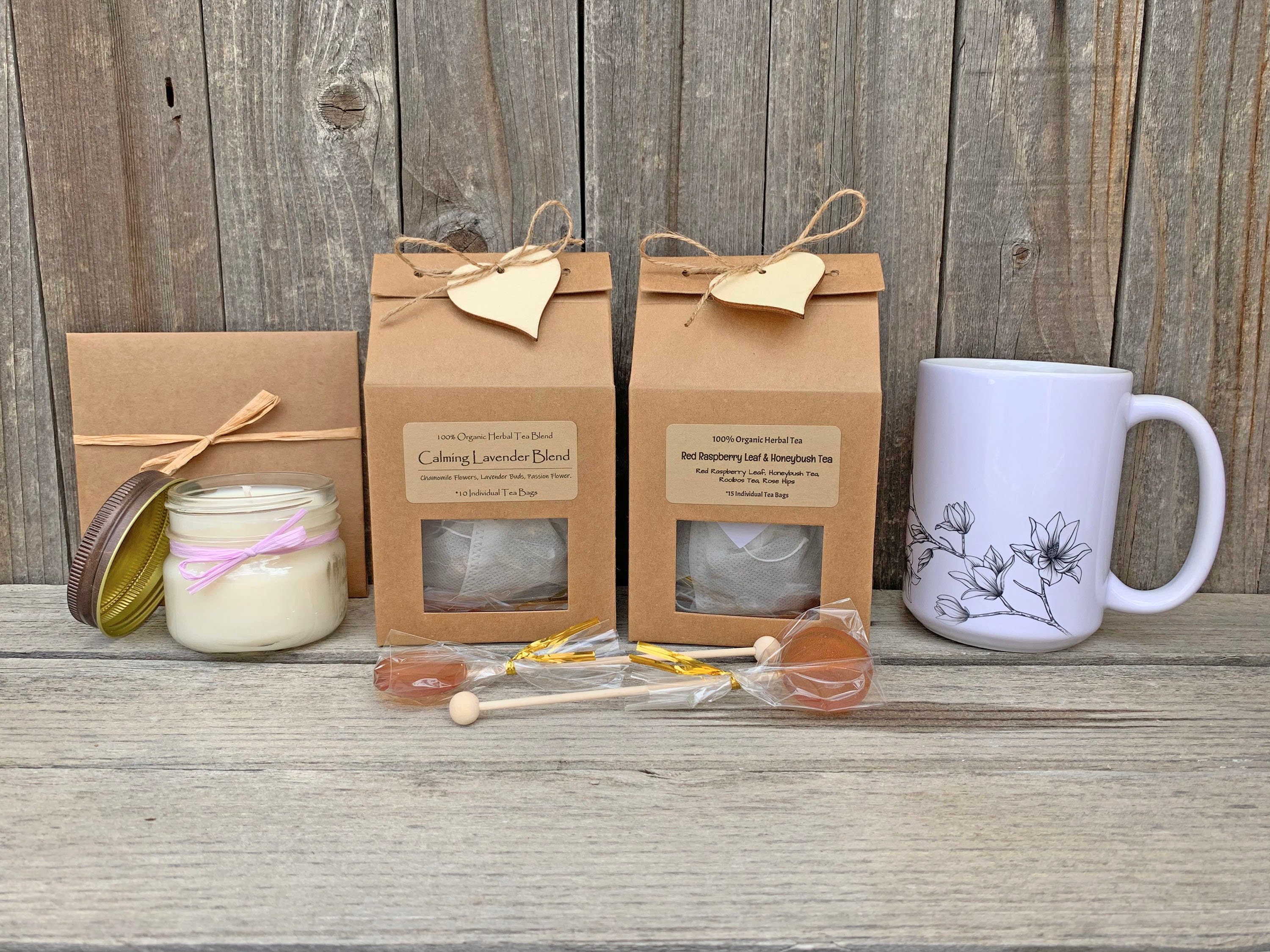 Tea & Mug Gift Set Tea And Candle Gift Mom Birthday Gift Etsy