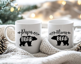 Mama Bear Mug Set, Papa Bear Mug, Baby Bear Mug, Baby Shower Gift, New Parents Gift Box, Mommy And Me Gift, First Time Parents Gift