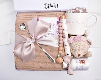 Mom And Baby Gift Basket, Pregnancy Gift Box, Mama Bear Gift Set, Expecting Mother, New Mom Care Package, First Time Mommy, Mom To Be