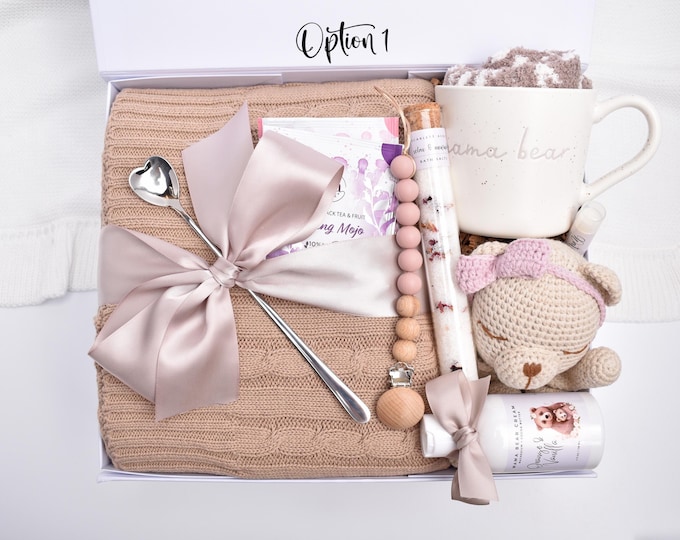 Mom And Baby Gift Basket, Pregnancy Gift Box, Mama Bear Gift Set, Expecting Mother, New Mom Care Package, First Time Mommy, Mom To Be