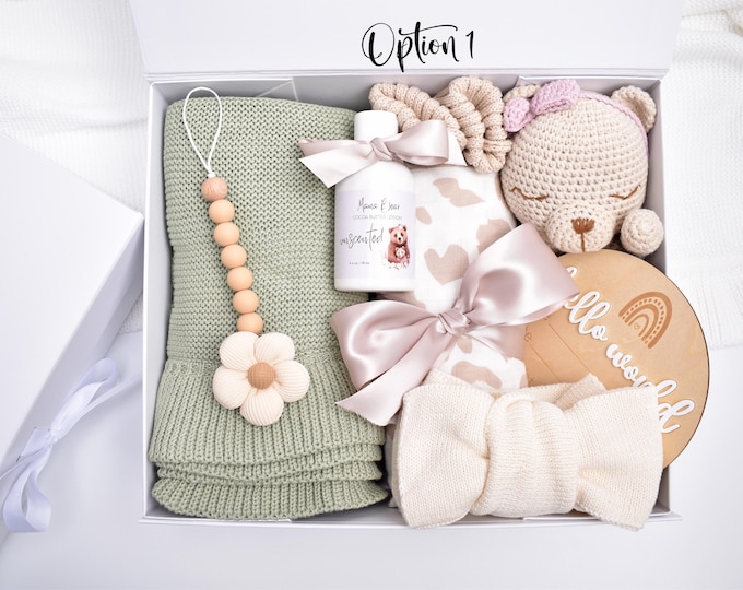 Newborn Baby Girl Gift Box, Baby Bear Gift Set, Baby Gift Basket, Baby Shower Gift Box, New Parents, Mom And Baby Gift, Gender Neutral