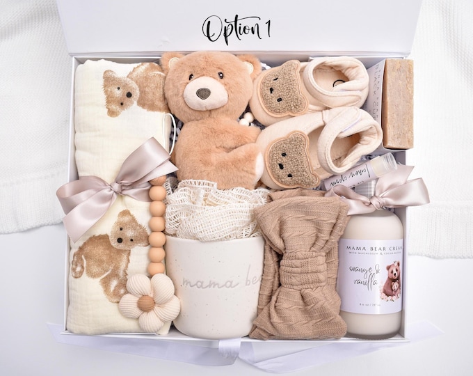 New Mom And Baby Gift Box , Mama Bear Mug, New Mom Care Package, Newborn Baby Boy Gift Basket, Newborn Baby Girl Gift Box, Gender Neutral