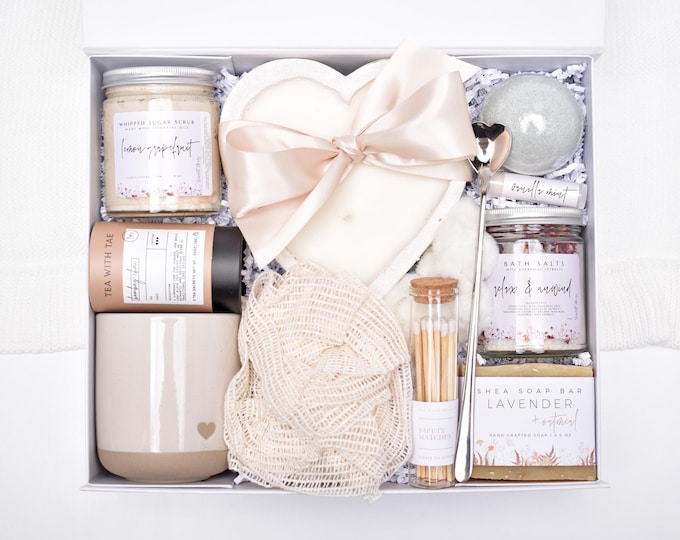 Valentines Day Gift Box For Women, Luxury Spa Gift Basket, Large Bath Gift Set, Thinking Of You, Hug In A Box, Self Care Package For Her