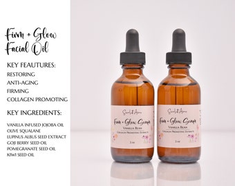 Vanilla Infused Facial Serum, Aging Serum, Wrinkle Serum, Mature Skin, Dry Sensitive Skin, Combination Skin, Organic Face Serum