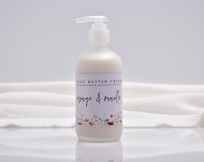 Organic Cocoa Butter Magnesium Lotion, Orange Vanilla Stretch Mark Cream, Natural Lotion, Mango Butter, Castor Oil, Avocado Oil