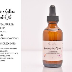 Puede incluir: Una botella de vidrio &aacute;mbar de 2 onzas con un gotero negro lleno de un l&iacute;quido transparente. La etiqueta dice "Firm + Glow Serum Vanilla Bean Collagen Promoting Extracts".