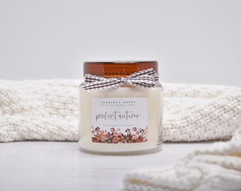 Fall Scented Soy Coconut Candle, Autumn Gift Box, Pumpkin Spice Scented Candle, Christmas Candle, Holiday Gifts For Her