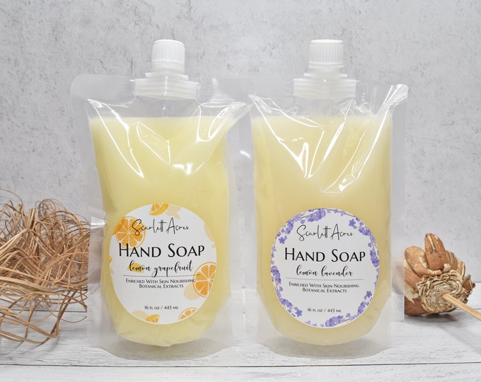 Organic Hand Soap, Hand Soap Refill, Moisturizing Hand Soap, Liquid Hand Soap, Dry Sensitive Skin, Lemon Lavender, Lemon Grapefruit