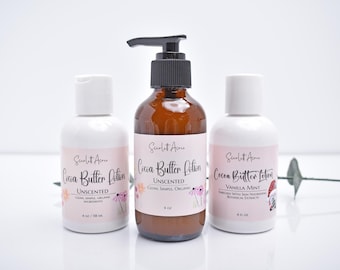 Organic Cocoa Butter Lotion, Coconut Milk Lotion, Unscented Lotion, Colloidal Oatmeal, Baby Eczema Lotion, Dry Sensitive Skin Lotion