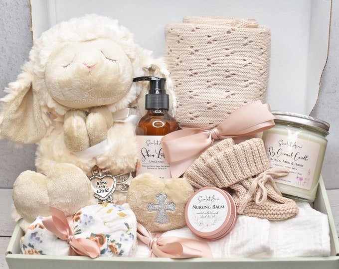 Newborn Baby Gift Basket, New Baby Girl Gift, Baby Shower Gift Box ...