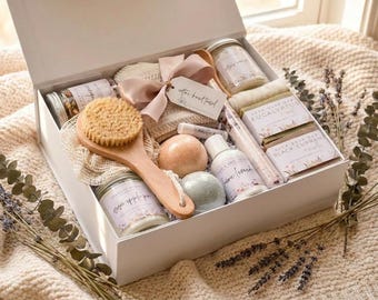 Luxury Spa Gift Set For Her, Large Bath Gift Set, Pamper Home Spa Kit, Organic Self Care Spa Gift Box, Spa Gift Basket, Gift Box For Women