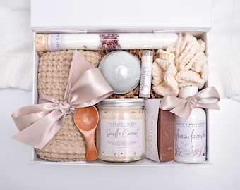 Organic Spa Gift Box, Gift Baskets For Women, Birthday Gifts For Her, Self Care, Mom Birthday Gift Box, Large Bath Gift Set, Get Well Soon