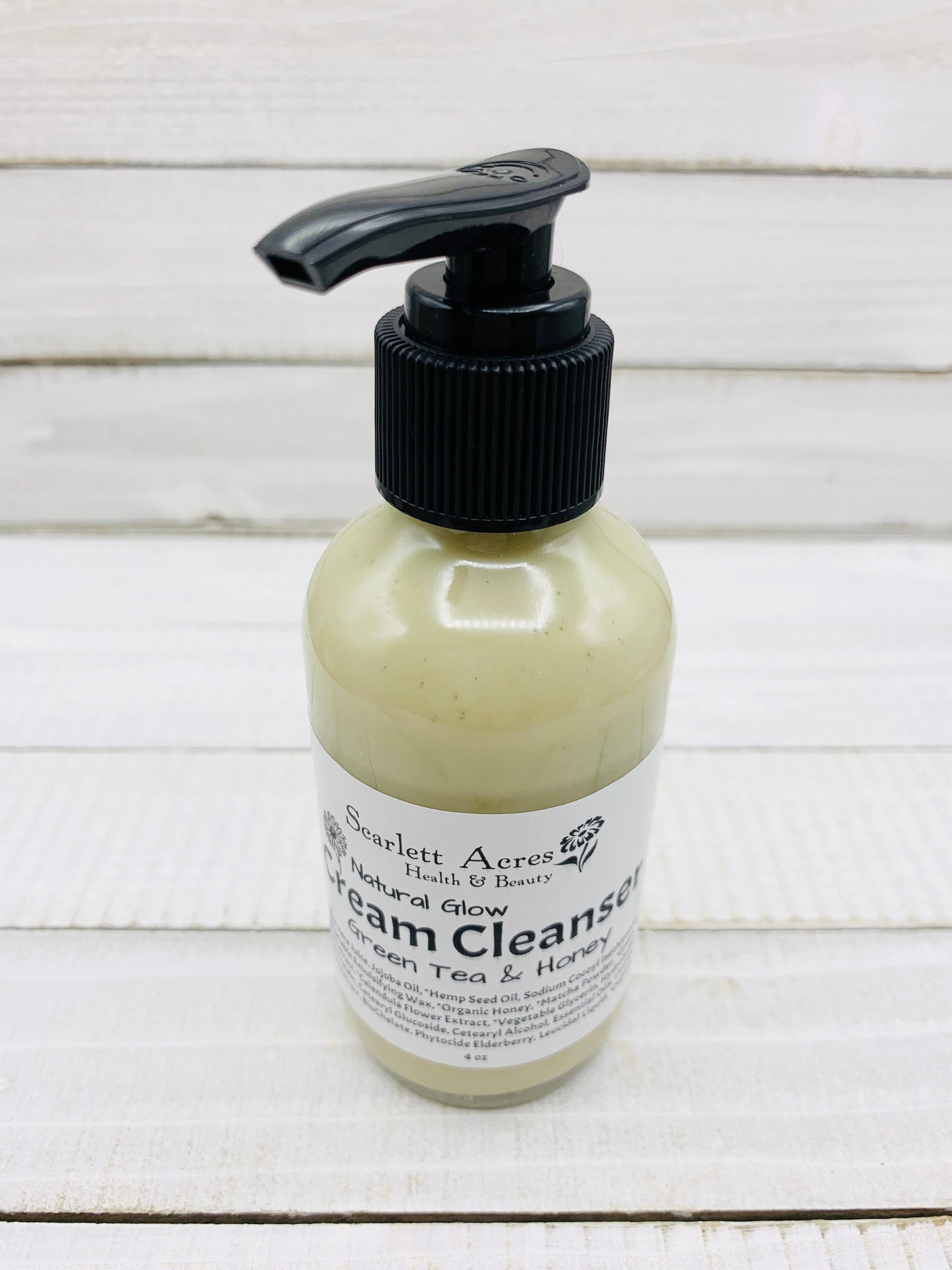 Green Tea Cream Cleanser, Honey Face Wash, Dry Skin Cleanser, Hemp Oil